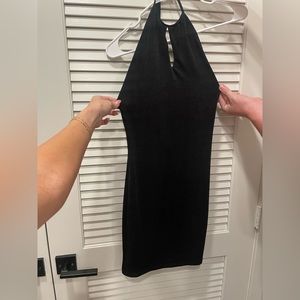 ADIKA Black Slinky Halter Keyhole Backless Mini Dress Size XS NWOT